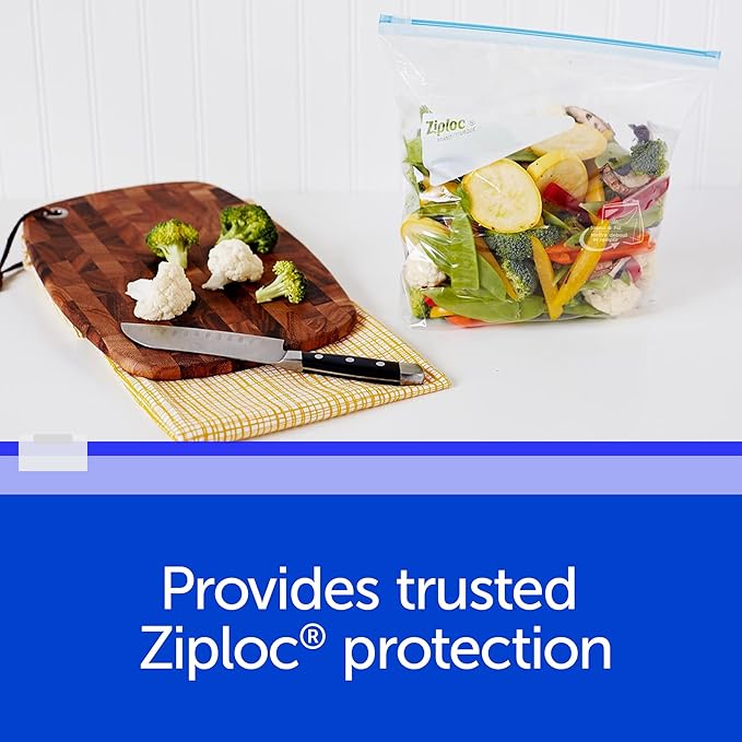 Ziploc Quart Food Storage Freezer Slider Bags, Power Shield Technology for More Durability, 34 Count (Pack of 2)