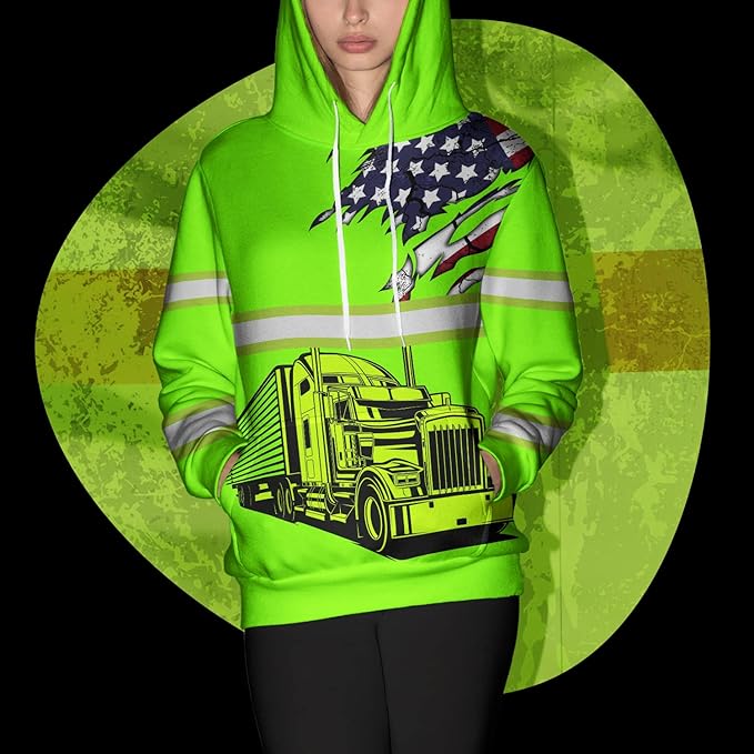 Matedecor High Visibility Hi Vis Hoodie for Men - Jobs Collection Custom Name Class 3 Reflective Safety Workwear