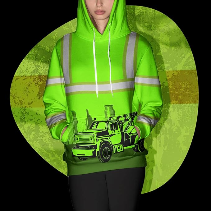 Matedecor High Visibility Hi Vis Hoodie for Men - Jobs Collection Custom Name Class 3 Reflective Safety Workwear