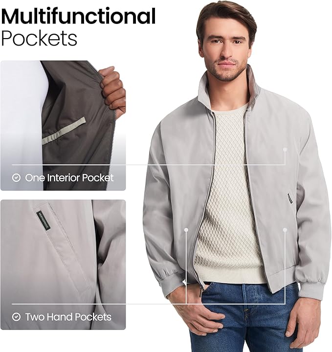 Weatherproof Men's Golf Jacket - Lightweight Windbreaker, Water-Resistant Microfiber Shell, Perfect for Golf & Casual Wear