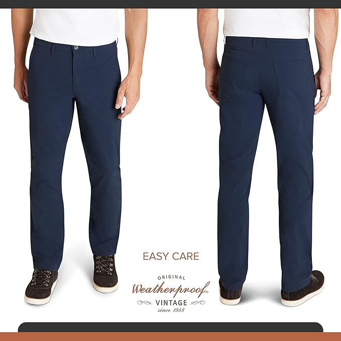 Weatherproof Vintage Men's Regular Fit Excursion Pants - Ultra Stretch Casual Flat Front Chino