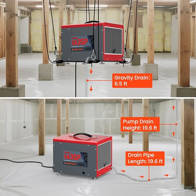 Abestorm Commercial Dehumidifier for Crawlspace, Basement, Large Space (70 Pints)