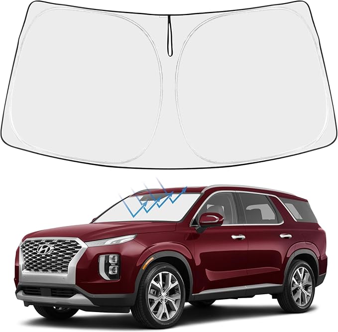 Proadsy 2025 Upgrade Windshield Sun Shade Custom Fit Hyundai Palisade 2020-2024 2025 4-Layer Foldable Front Sunshade Protector Sun Visor Blocks UV Rays Keep Car Cooler