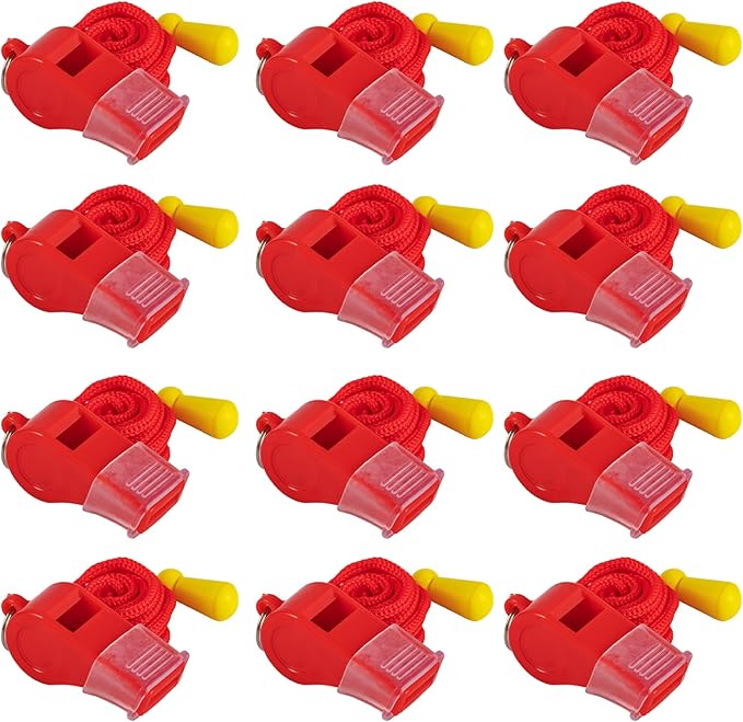 12 Pack Sport Whistles with Lanyar for Coaches, Referees and Officials, Loud Crisp Sound