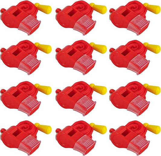 12 Pack Sport Whistles with Lanyar for Coaches, Referees and Officials, Loud Crisp Sound