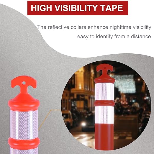 OrangeStar 42" Traffic Delineator Posts, 6 Pcs Orange Delineator Cones with Heavy Duty Rubber Base for Road Safety, Parking Lots