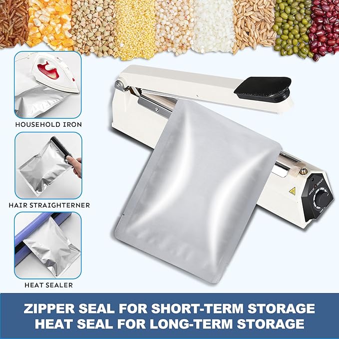 30PCS 4Gallon 14"X20" Mylar Bags for Food Storage with Oxygen Absorbers&Lables,10 Mil Thick Resealable Stand-Up Zipper&Heat Sealable Bags for Long Term Food Storage,Dried Food