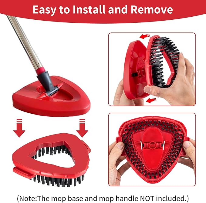 2 Pcs Scrub Brush Replacement Head for O Cedar EasyWring Spin Mop 1 Tank System, Shower Floor Scrubber, Microfiber Triangle Hard Bristle Cleaning Brush for Bathroom Kitchen Pool, Glass and Tile Walls