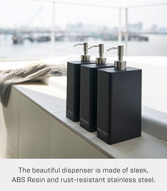Yamazaki Tower Body Soap Dispenser Black Rectangular