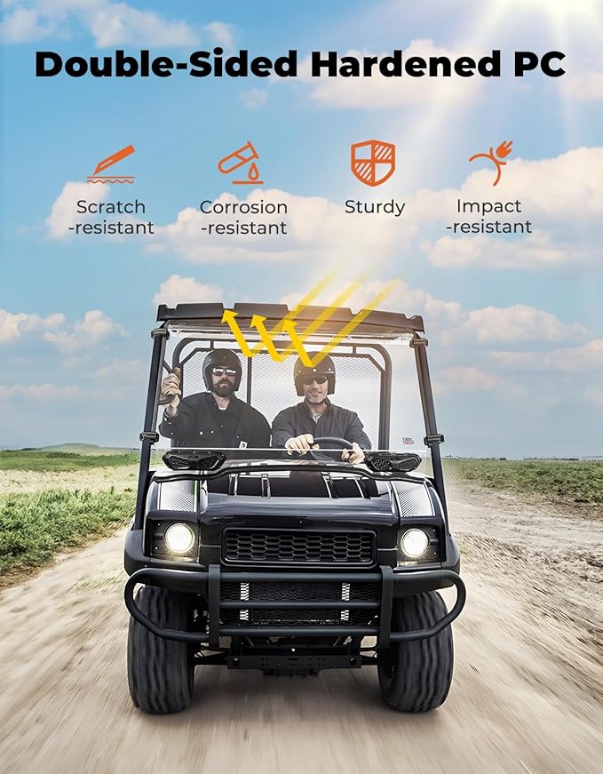 KEMIMOTO Vented Windshield Compatible with Kawasaki Mule SX SE XC LE 2017+, Scratch Resistant 1/4" Thick Polycarbonate Hard Coated UTV Front Windscreen