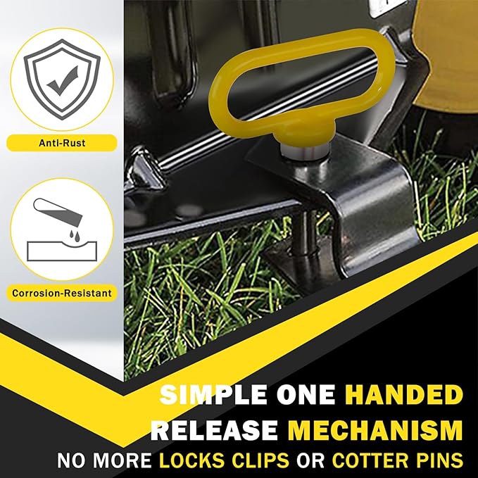 Magnetic Hitch Pin, Heavy Duty Ultra Strong Neodymium Magnet Lawn Mower Trailer Gate Pins Accessories 1/2 Inch for Mowers, Lawn Tractors, Towing - Simple One Handed Hook On & Off(Yellow)