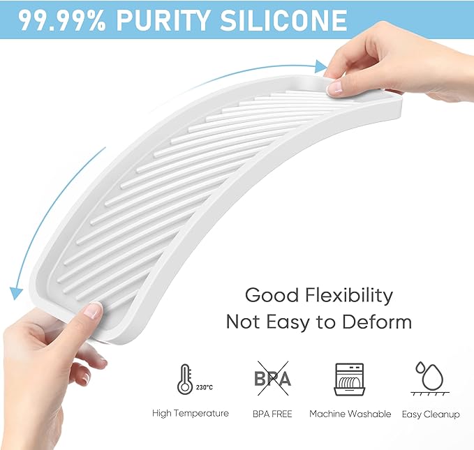 EG-SIPRO Silicone Sponge Holder, Kitchen Sink Organizer Tray, Sponge Caddy for Bathroom Counter, Dish Soap Holder, Scrubber, Soap Dispenser, Scouring Pad