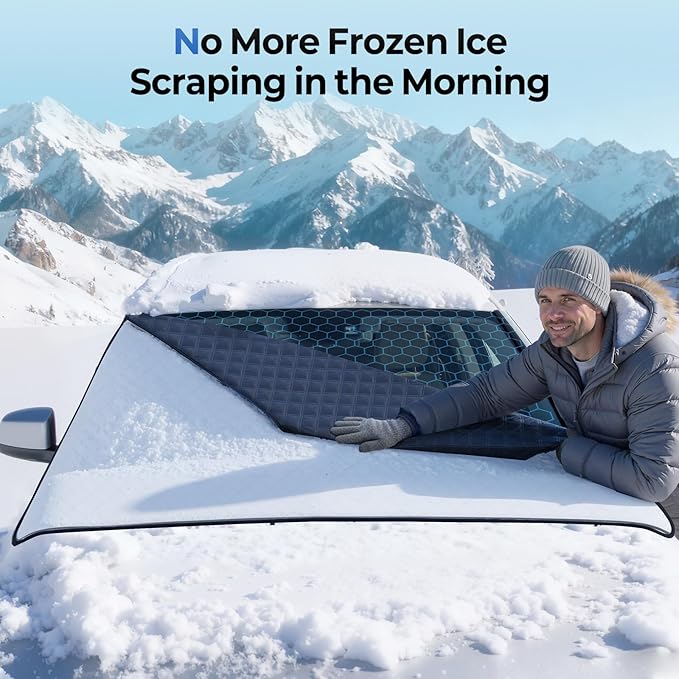 FLORICH Car Windshield Cover for Ice and Snow Standard Winter Frost Hail Protector for Most Car, Truck, SUV, Van and MPV (66x 47Inch)