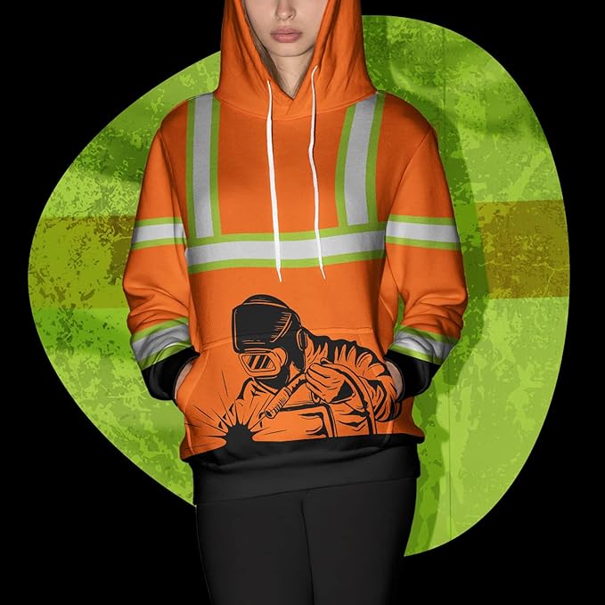 Matedecor High Visibility Hi Vis Hoodie for Men - Jobs Collection Custom Name Class 3 Reflective Safety Workwear
