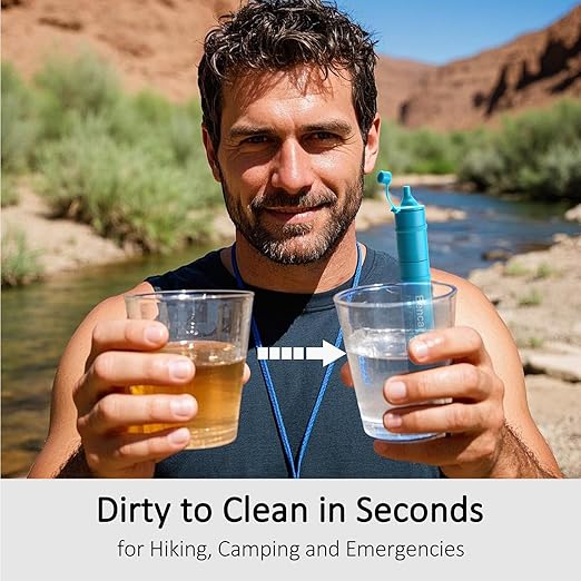4-Stage 0.1 Micron Ultrafiltration Portable Straw Water Filter | 3-Section Detachable for Easy Backwash | for Outdoor, Survival & Emergency, 1-Pack
