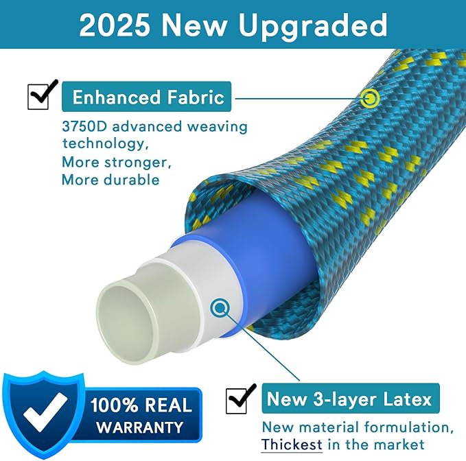 Expandable Garden Hose 100 ft - 2025 Upgraded No Kink Retractable Water Hose 100ft with 10 Pattern Spray Nozzle, Solid Brass Fittings, Expanding Latex Core, Strong Fabric, Super Lightweight & Flexible