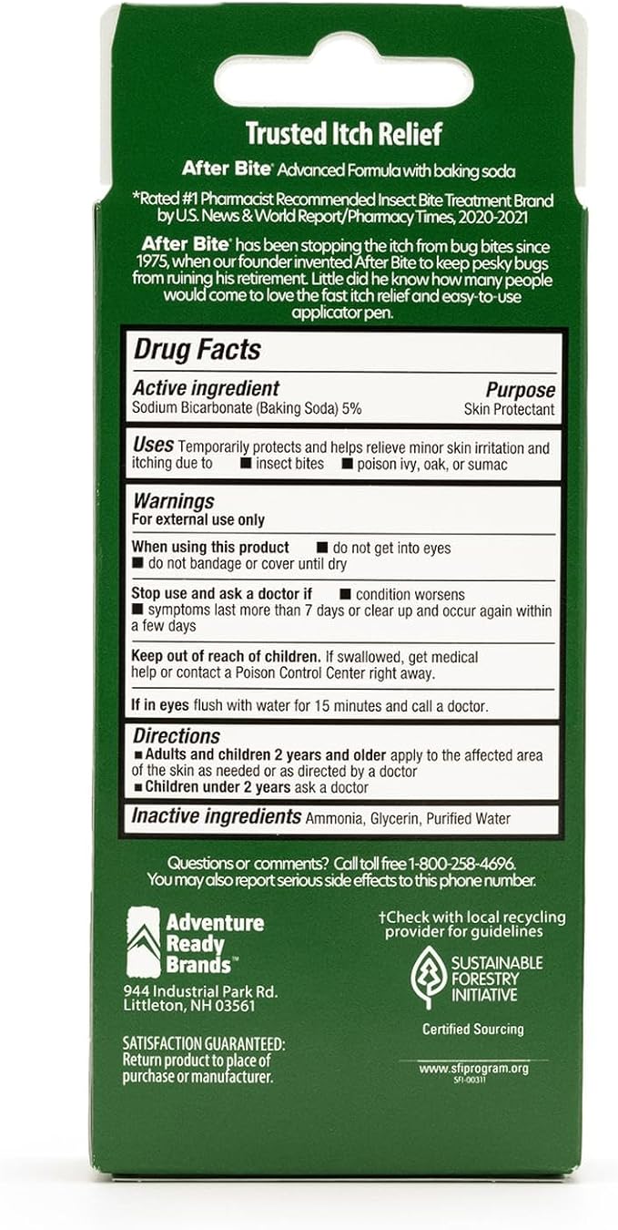 After Bite Advanced Formula - Itch Relief with Sodium Bicarbonate - Ideal for Mosquito & Fire Ant Bites, Bees & More - Portable Pen Applicator - 0.5 oz (4 Pack)