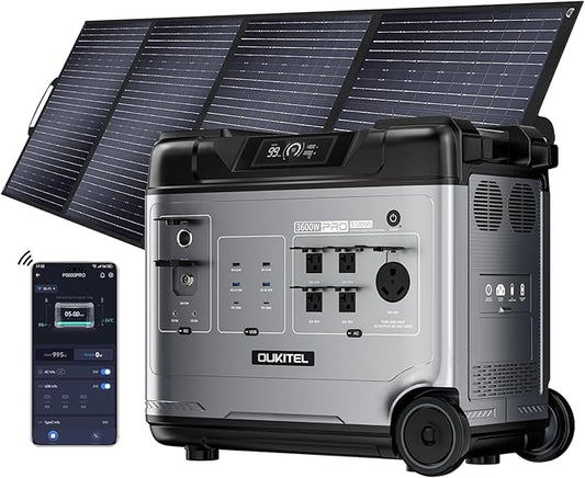 OUKITEL 5120Wh Large Capacity Solar Generator,Portable Power Station P5000 Pro With 400W Solar Panel, 5x3600W AC Output (6000W Surge),1000W MPPT Solar for Emergency, Home Backup, RV, Camping