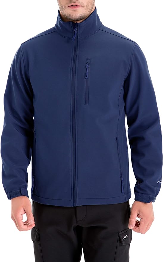 TRAILSIDE SUPPLY CO. Men's Softshell Jacket Fleece Lined Windbreaker,Lightweight Water Resistant Winter Coat