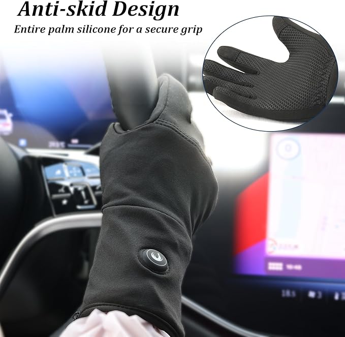 Heated Glove Liners for Men Women - Rechargeable Battery-Powered Electric Heating, Thin Flexible Touchscreen Gloves