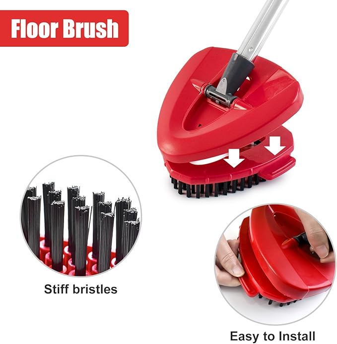 Spin Mop Replacement Handle, 2 Pack Mop Head&Base Scrub Brush 4-Section 30-to-58 inch Mop Replacement Stick Compatible with Ocedar Mop Handle for Easy Wring Mop Refills