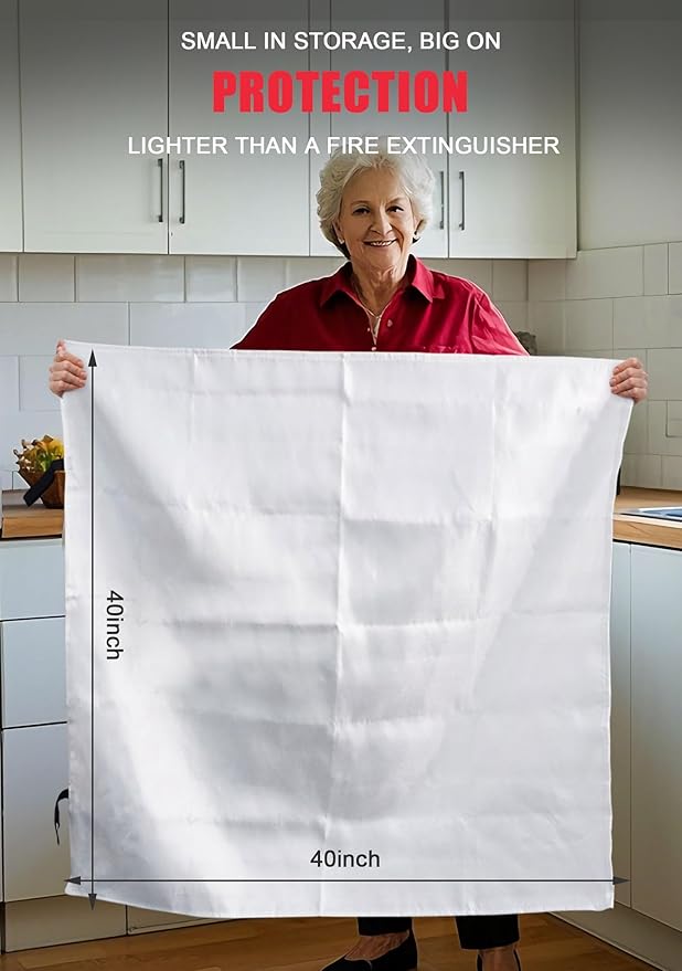 Kitchen Fire Suppression Blanket - 8 Pack 40"x40" Fire Blankets Emergency for Home, Fireproof Fiberglass Safety FireBlanket for House, Kitchen, Fireplace, Grill, BBQ