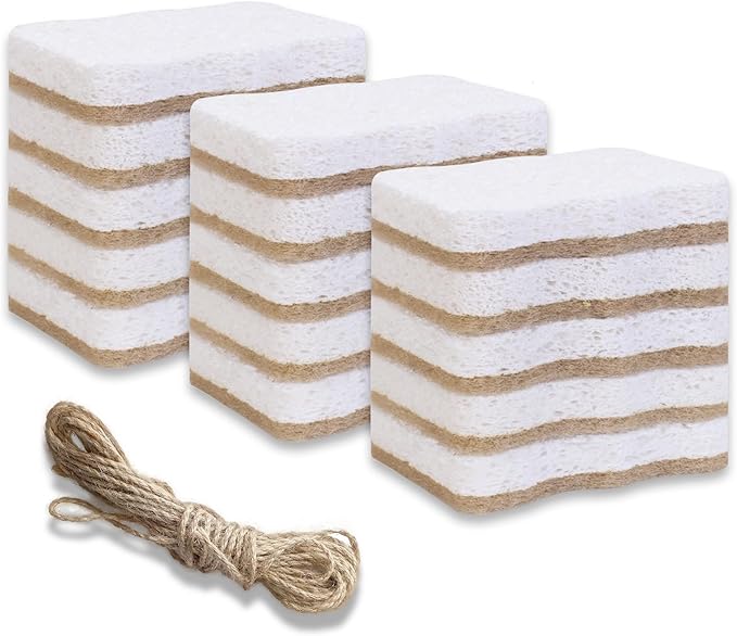 Kitchen Biodegradable Reusable Non Scratch Natural Cellulose Cleaning Sponge, Piece of 15