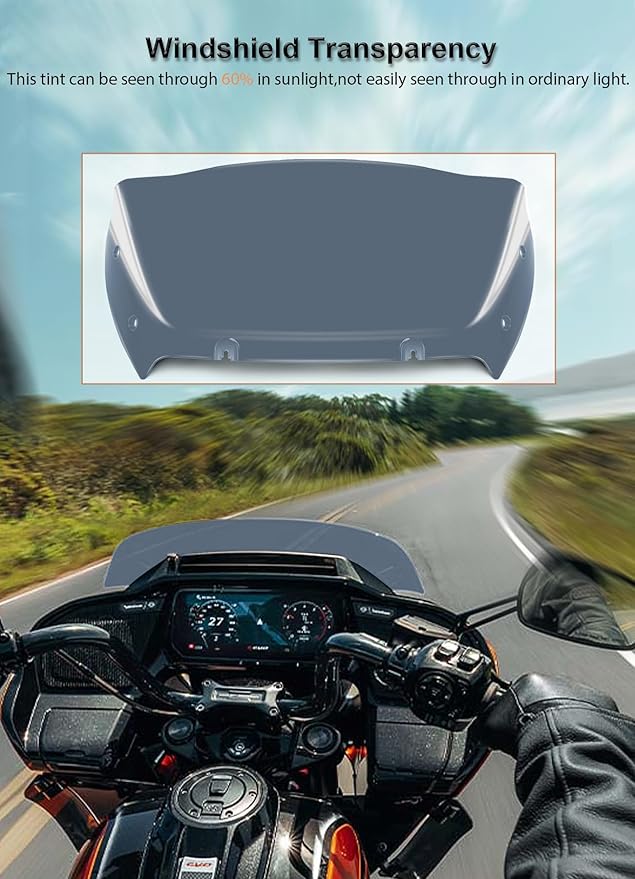 9" Wave Windshield Windscreen Wind Splitter Compatible with Harley Davidson Touring CVO Road Glide FLTRXSE 2023-up,CVO Road Glide ST FLTRXSTSE 2024-up,Road Glide FLTRX 2024-up (Tint)