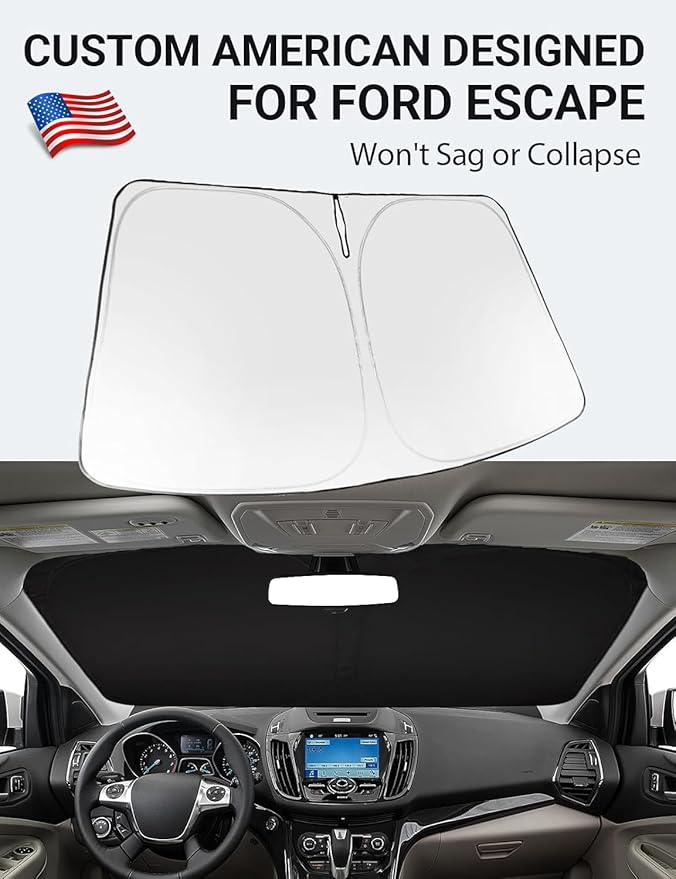Proadsy 2025 Upgrade Windshield Sun Shade Custom Fit 2013-2019 Ford Escape Foldable Front Sunshade Protector Sun Visor Blocks UV Rays Keep Car Cooler