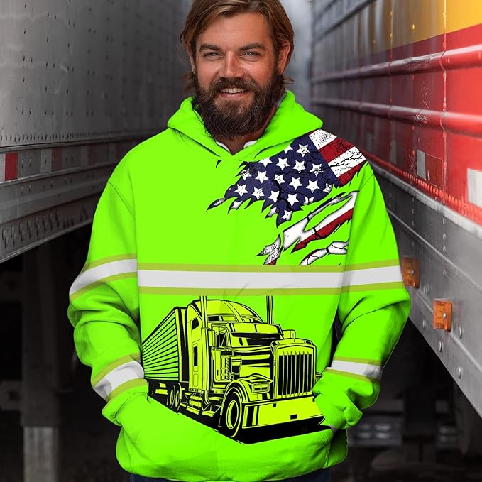 Matedecor High Visibility Hi Vis Hoodie for Men - Jobs Collection Custom Name Class 3 Reflective Safety Workwear