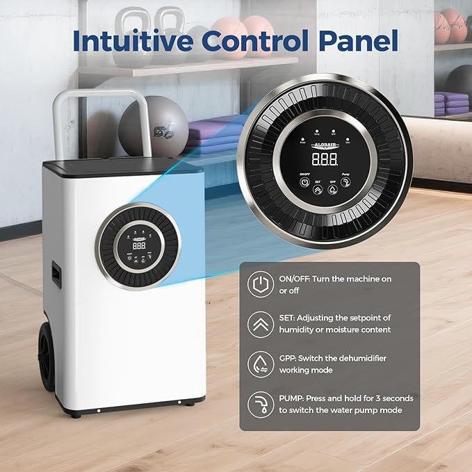 ALORAIR 110PPD Commercial Dehumidifier with Pump & Drain Hose, SLGR Tech Dehumidifiers for Large Room, Basement, Warehouse, Industrial Space, 5 Years Limited Warranty, Sentinel Elite50X