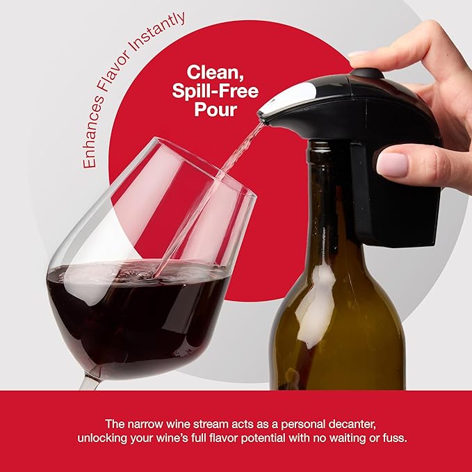 Automatic Wine Dispenser - Electric Aerator Pourer Spout and Decanter, Hands-Free, No-Spill, No-Drip – Enhances Aroma and Flavor – Premium Gifts, Accessories for Wine Lovers, Drinkers (2-Pack)
