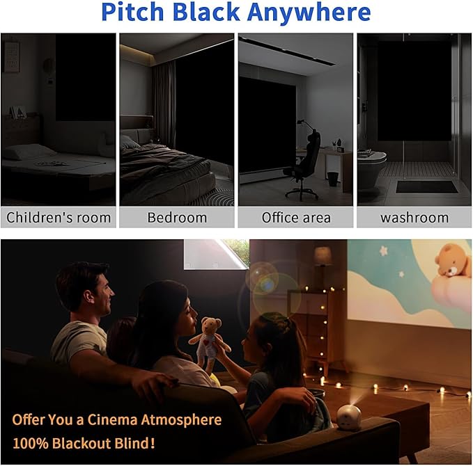 100% Portable Blackout Curtains, Portable DIY Blinds, No Drill Travel Blackout Blinds Sunblock Window Cover Black Out Curtains, for Baby Nursery, Travel, Dorm Room (79" x 57")