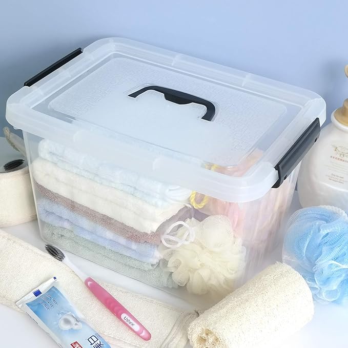 10 Liter Storage Boxes, Clear Plastic Storage Totes with Lids Set of 6