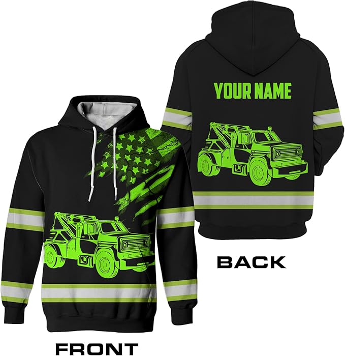 Matedecor High Visibility Hi Vis Hoodie for Men - Jobs Collection Custom Name Class 3 Reflective Safety Workwear