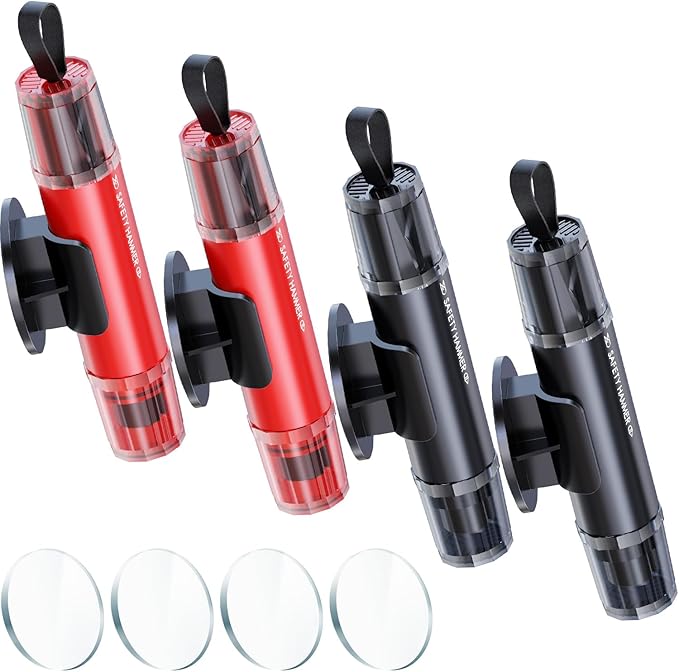Safe Hammer Car Window Breaker, 2 in 1 Car Window Breaker and Seat Belt Cutter, Multifunctional Auto Glass Breaker, Car Hammer Seatbelt Cutter Emergency Escape Tool(4 Pack)