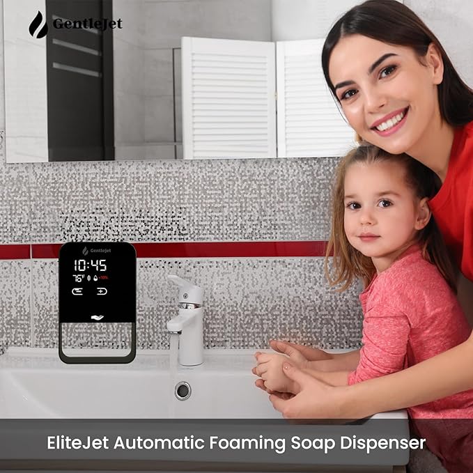 EliteJet Automatic Foaming Soap Dispenser Touchless - Wall Mount & Countertop, Aluminum Alloy Body, Automatic Soap Dispenser Touchless with Dual Power (USB/Battery), LED Display