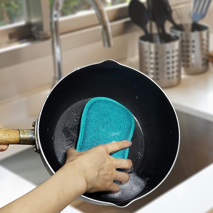 10 Pack Kitchen Dish Sponges Scrubber Non-Scratch Multi-Purpose Dishcloths, Sponge Along with Heavy Duty Scouring Power - Effortless Cleaning of Dishes, Pots and Pans