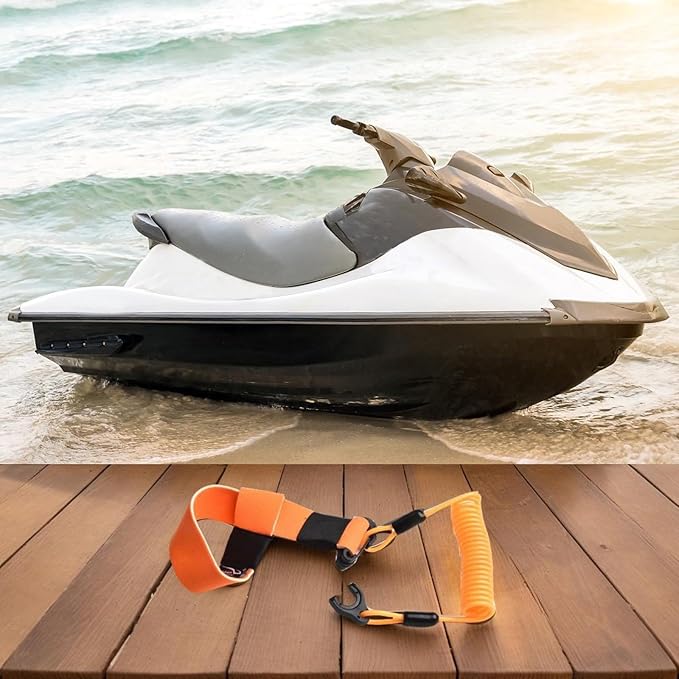 For Jet Ski Kill Switch Lanyard Essential Safety Equipment Featuring Adjustable Neoprene Strap and Resilient Nylon Cord Construction (A Orange)