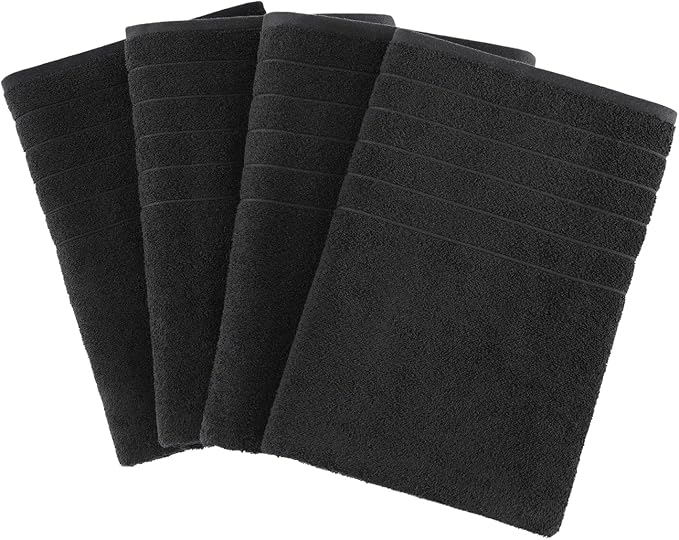 Casa Platino 100% Cotton Bath Towels 4 Pack (30"x60") - Ring Spun Mercerized Cotton Large Towel Set for Bathroom - Quick Dry, Soft & Absorbent Large Bath Towel Set - Oeko Tex Certified - Black Towels