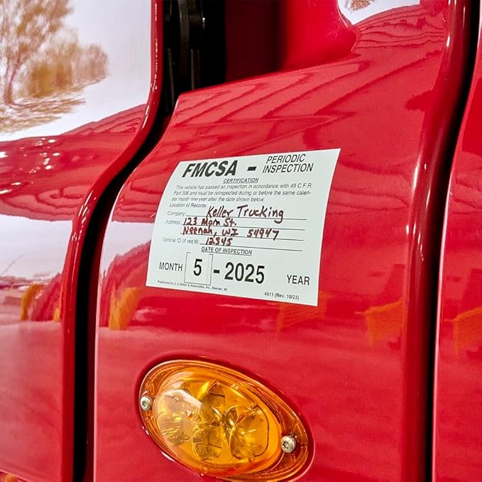 FMCSA Periodic Inspection Label 50-pk. - 5" x 5", Permanent Self Adhesive Vinyl - Meet DOT AVIR 49 CFR Part 396 Requirements - J. J. Keller & Associates