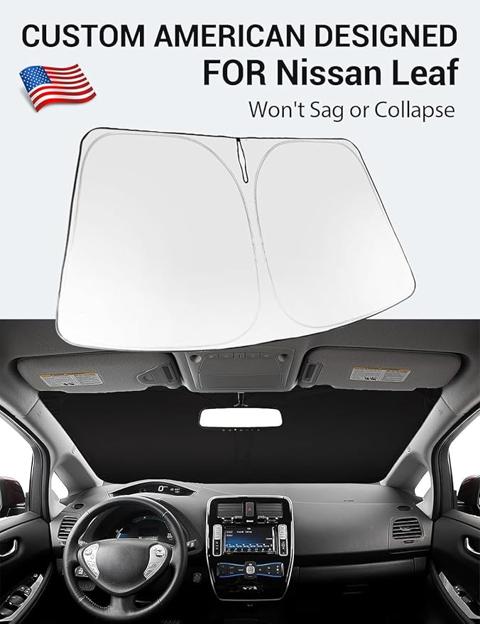 Proadsy Windshield Sun Shade for Nissan Leaf 2011-2017 4-Layer Foldable Front Sunshade Protector Sun Visor Blocks UV Rays Keep Car Cooler