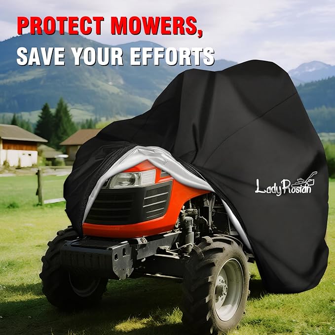 Outdoors Lawn Mower Cover - Heavy Duty Oxford Waterproof UV Protection Universal Fit Push Mower Covers ,with Waterproof Lawnmower Covers for Outdoor(Black, 72L x 54W x 46H)