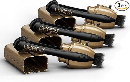 CarbonKlean Peeps Glasses Cleaner - for Eyeglasses, Reading Glasses, and More - Lens Cleaner with Carbon Microfiber Tech - Electroplated Gold - 3 Count