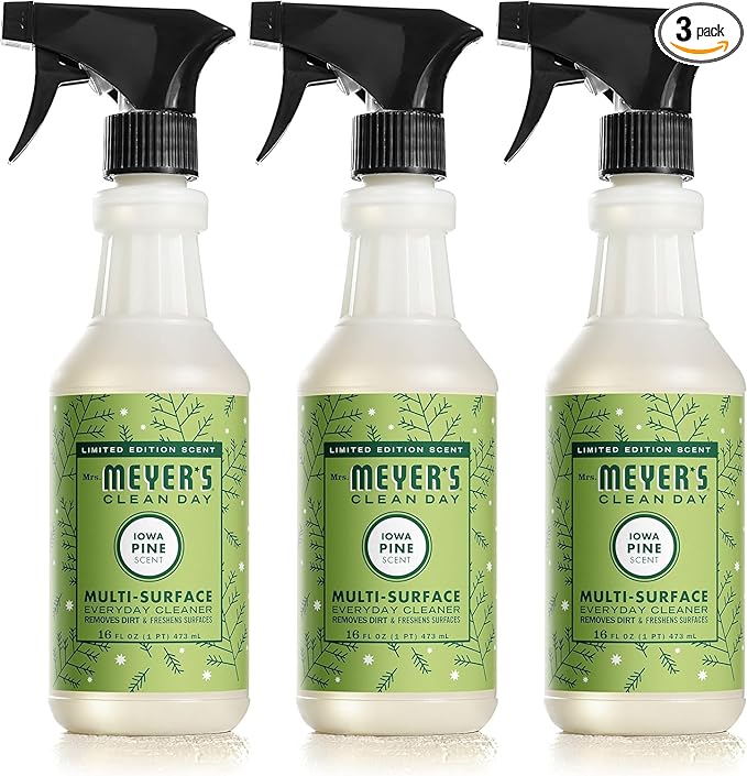 MRS. MEYER'S CLEAN DAY Multi-Surface Cleaner Spray, Cruelty Free Formula, Iowa Pine, 16 fl. Oz (Pack of 3)