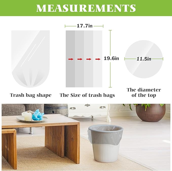 4 Gallon 300 Counts Strong Trash Bags Garbage Bags by Teivio, Bathroom Trash Can Bin Liners, Small Plastic Bags for home office kitchen (Grey)