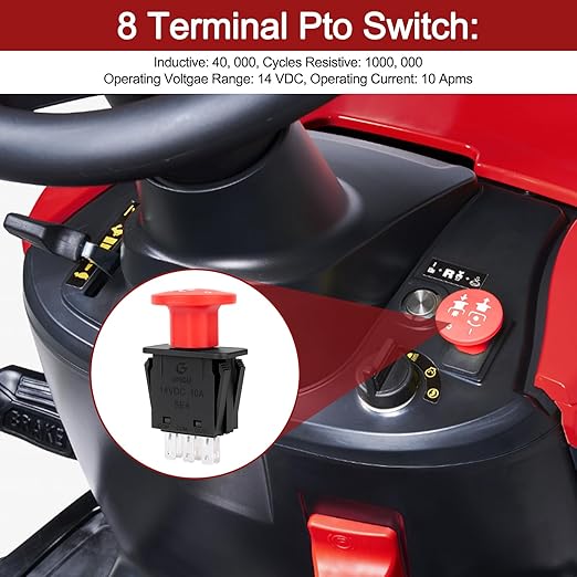 8 Terminals Pto Switch 10 AMP Mower Clutch Switch for Delta 6204 6201 Pto Switchs Compatible Hustler Dixie Chopper Husqvarna Mower Parts Classic RZT Pro Series SZT Pro Series Zee 2 RZT