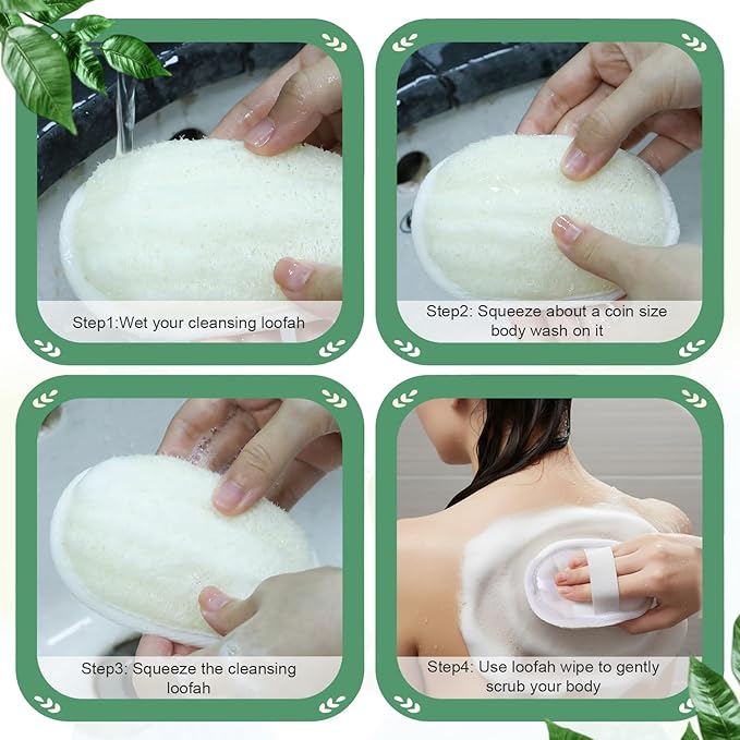 50 Pcs Exfoliating Loofah Pads Bulk, Exfoliating Body Scrubber Natural Luffa Loofah Sponge Pad for Men Women Spa Bath Shower