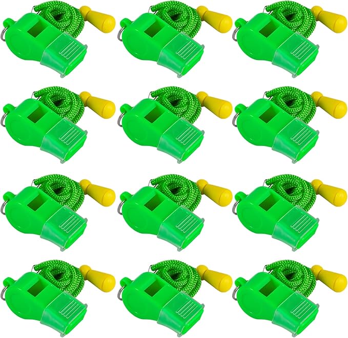 12 Pack Sport Whistles with Lanyar for Coaches, Referees and Officials, Loud Crisp Sound
