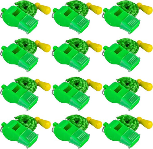 12 Pack Sport Whistles with Lanyar for Coaches, Referees and Officials, Loud Crisp Sound